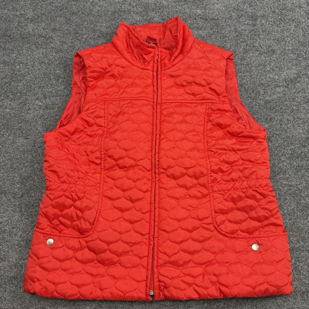 New Directions Quilted Vest Womens XL Red Puffer Full Zip Lightweight Layering